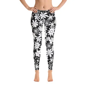 Naveena Print with Fun Funky Flowers Leggings in Black and White