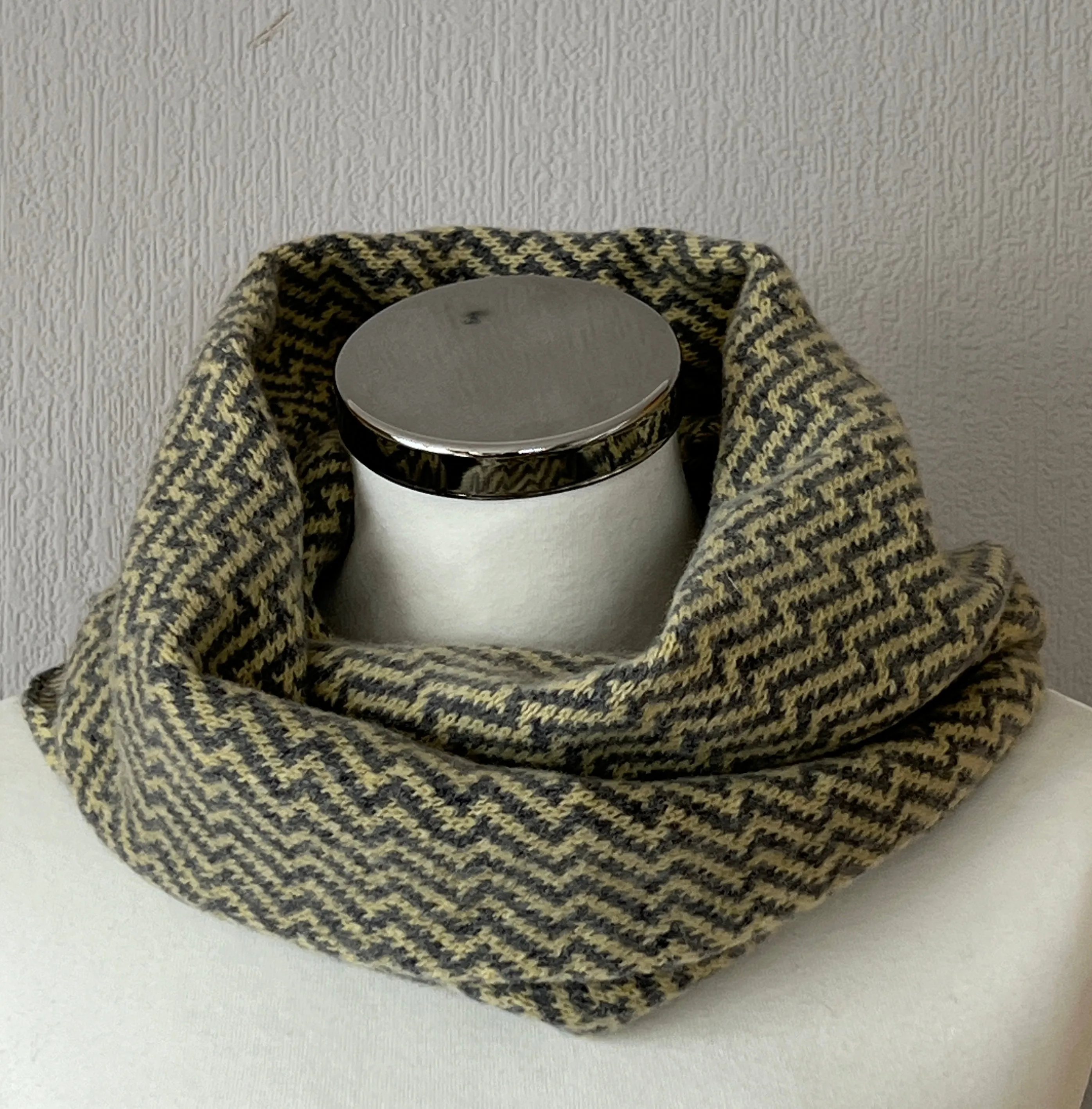 Neck warmer, snood with fair isle pattern soft merino lambswool