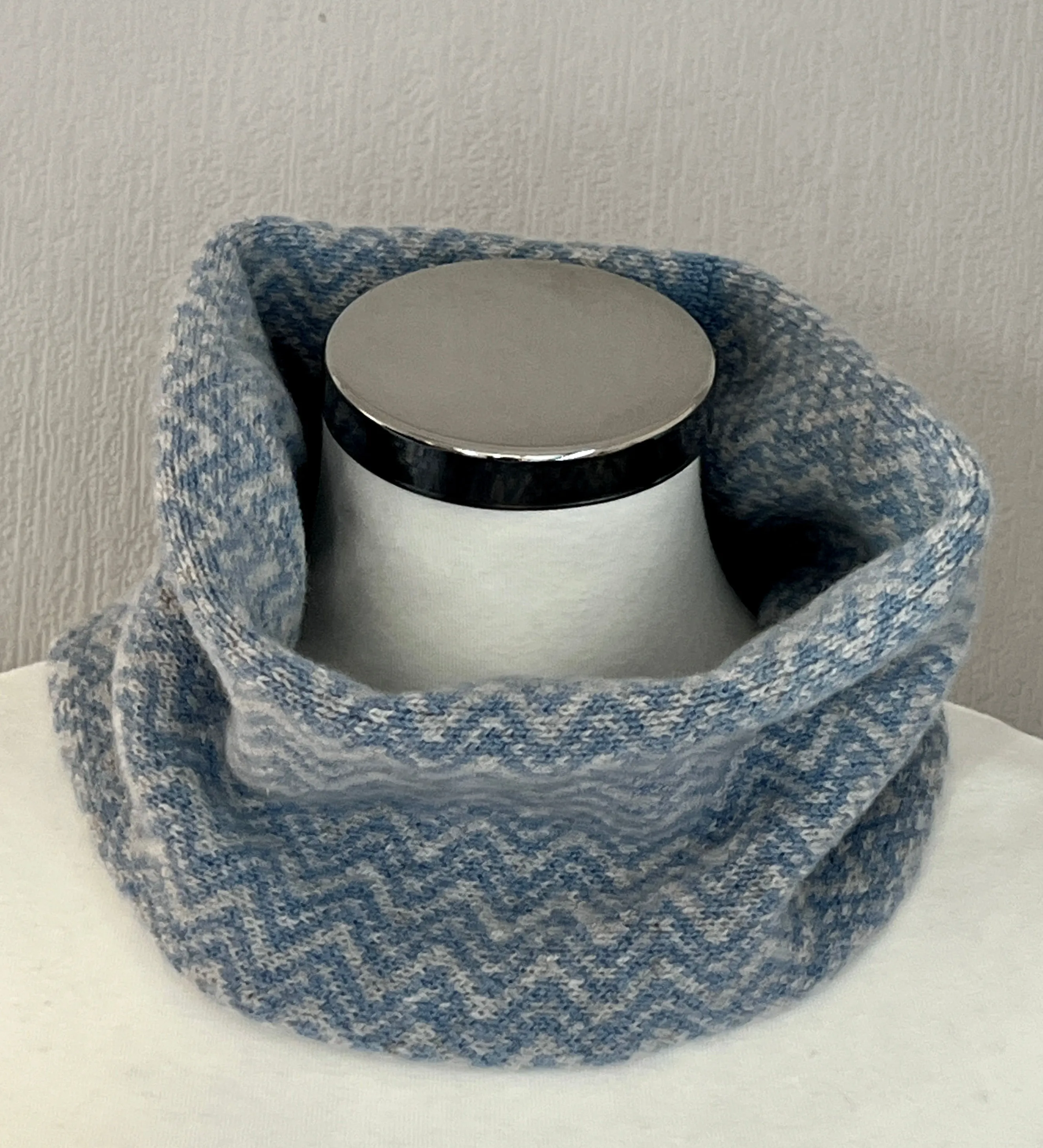 Neck warmer, snood with fair isle pattern soft merino lambswool