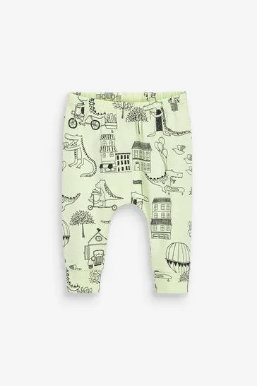 Next 3 Pack Organic Cotton Dinosaur Baby Boys Leggings