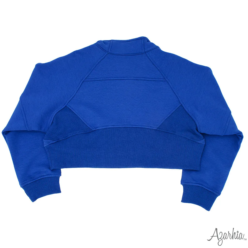 Oversized Cropped 1/4 Zip Sweatshirt in Royal Blue