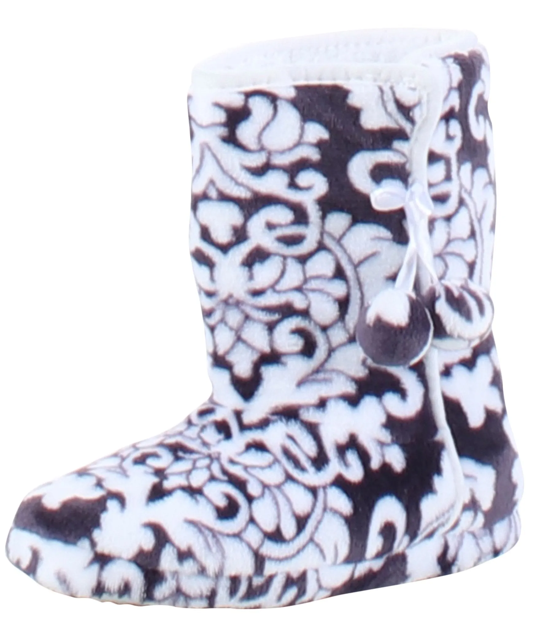 PajamaMania Women’s Fleece Slipper Boots with Rubber Soles