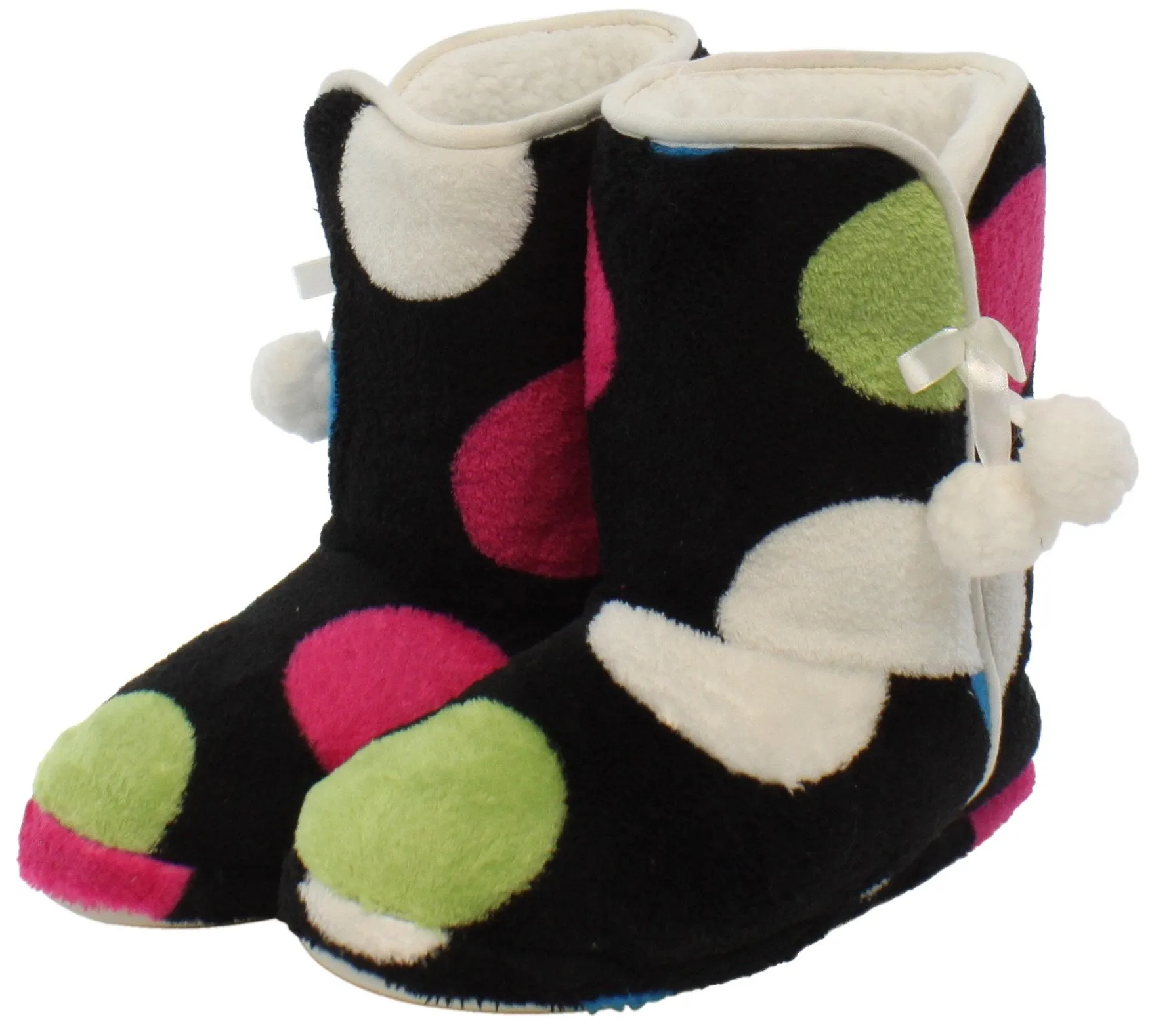 PajamaMania Women’s Fleece Slipper Boots with Rubber Soles