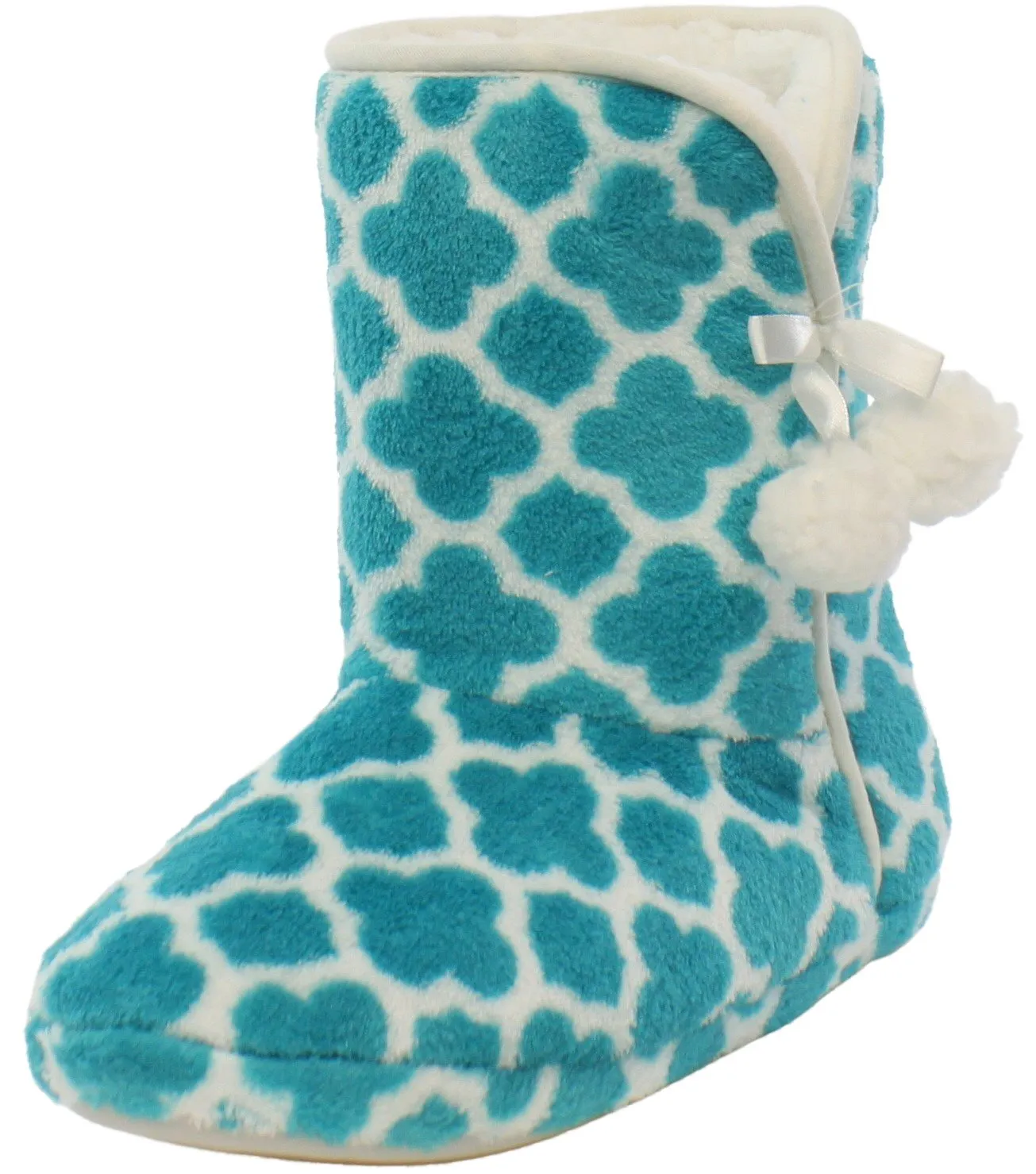 PajamaMania Women’s Fleece Slipper Boots with Rubber Soles