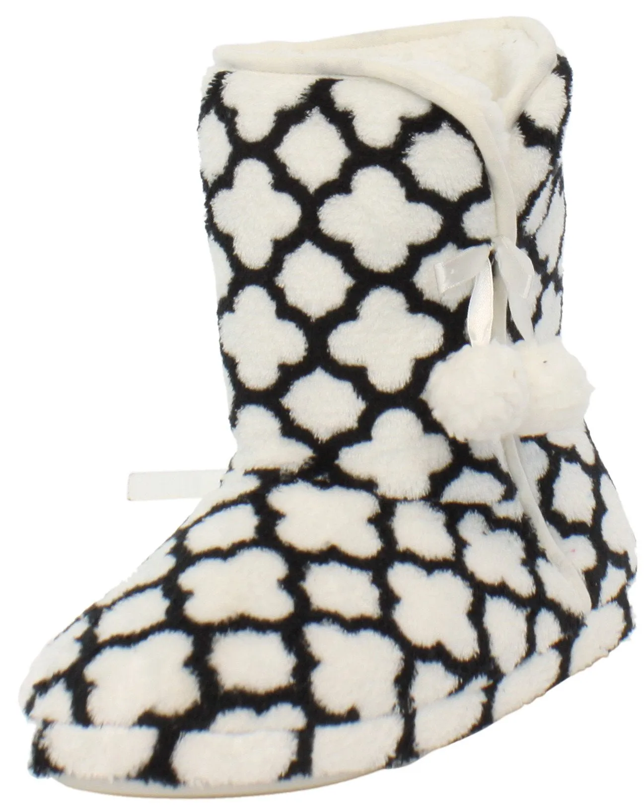 PajamaMania Women’s Fleece Slipper Boots with Rubber Soles