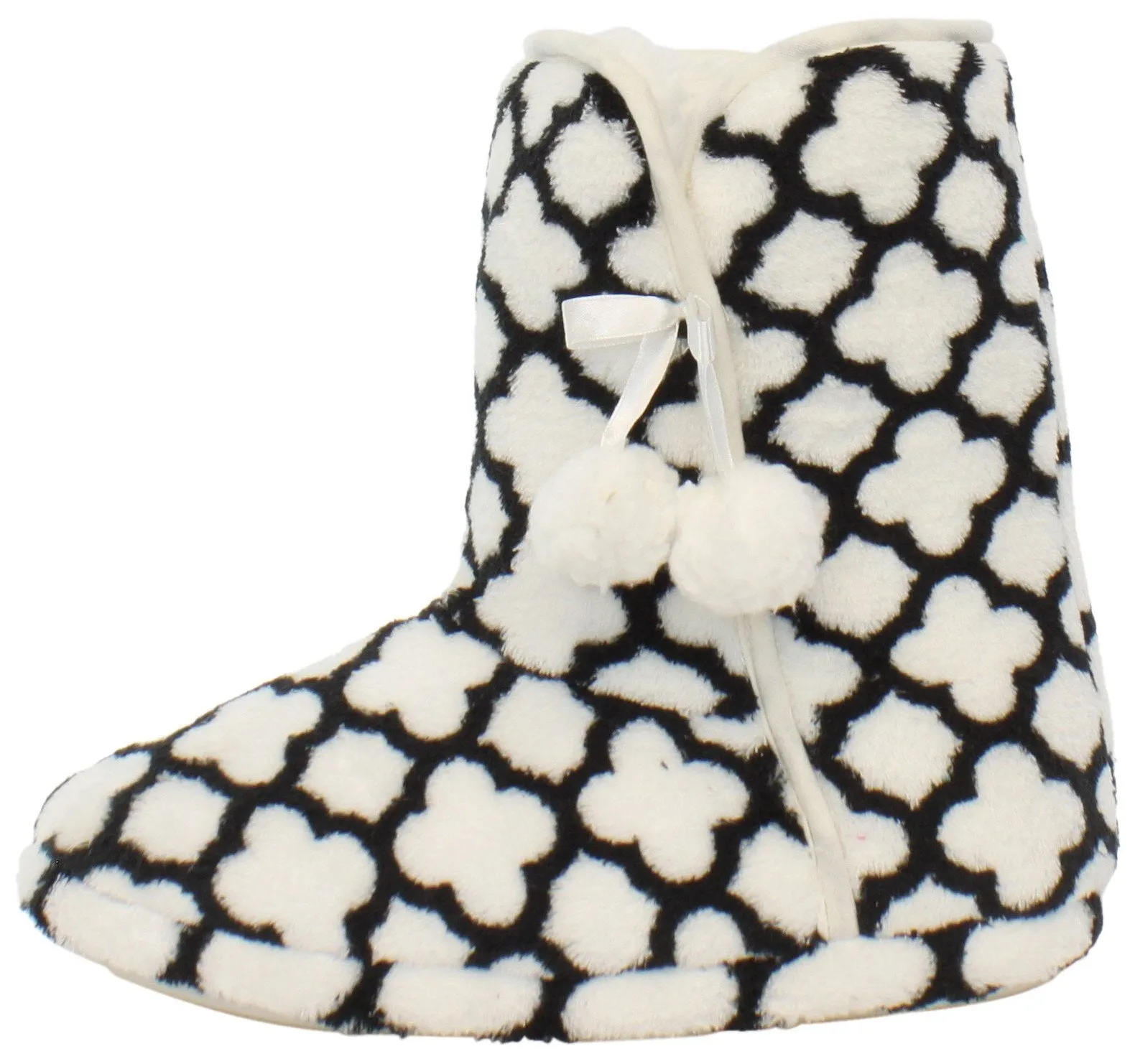 PajamaMania Women’s Fleece Slipper Boots with Rubber Soles