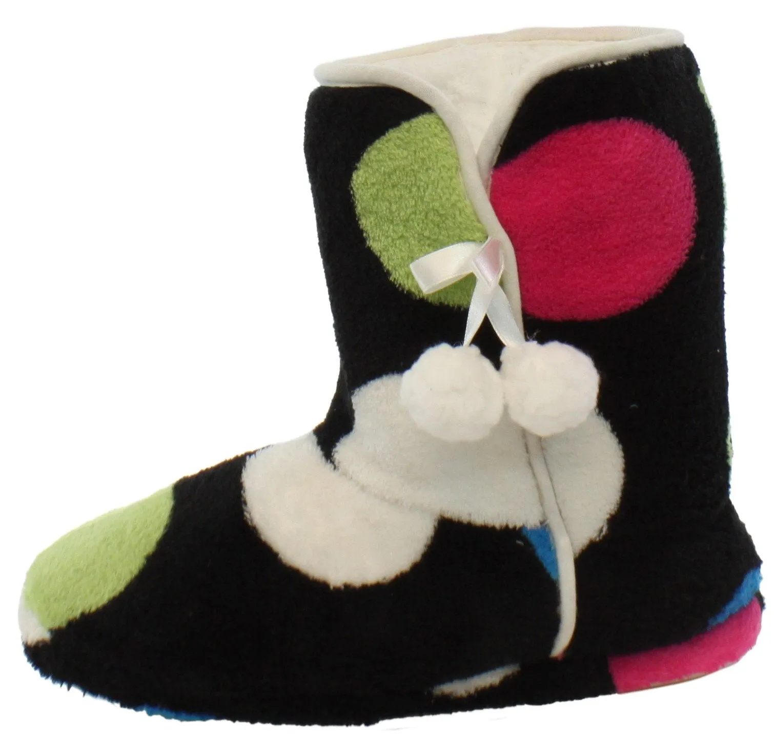 PajamaMania Women’s Fleece Slipper Boots with Rubber Soles