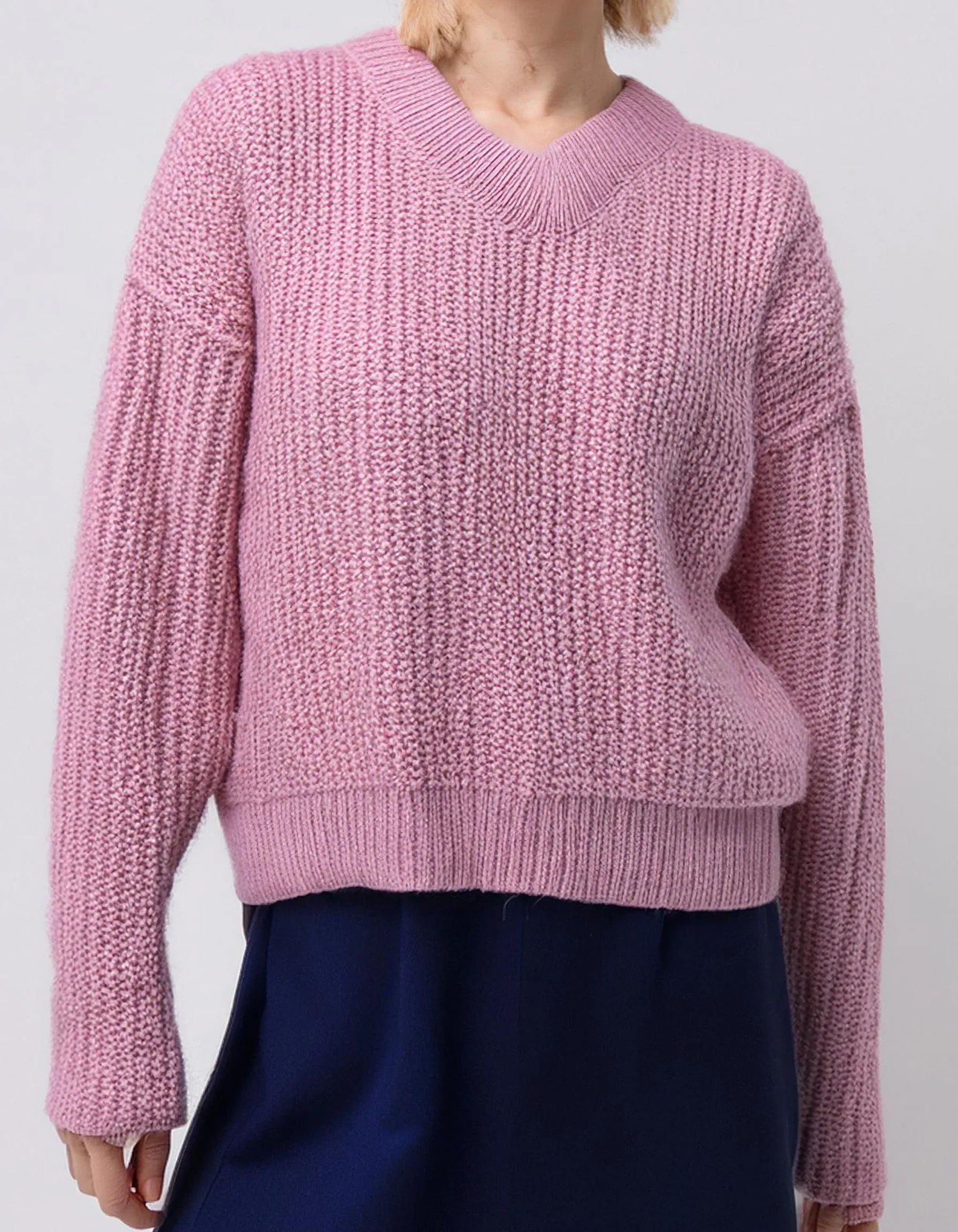 Pink Oversized Knit Pullover