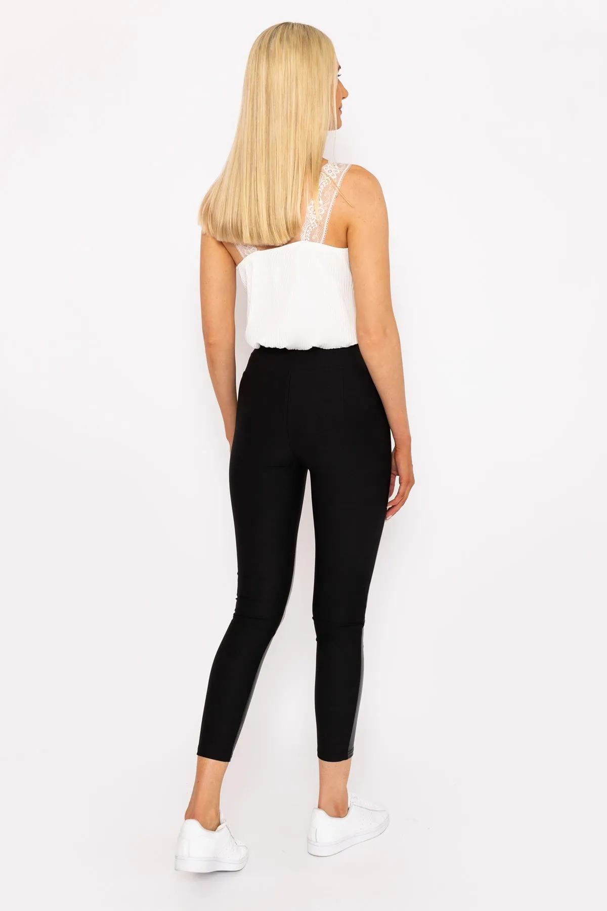 PU Ponte Leggings in Black