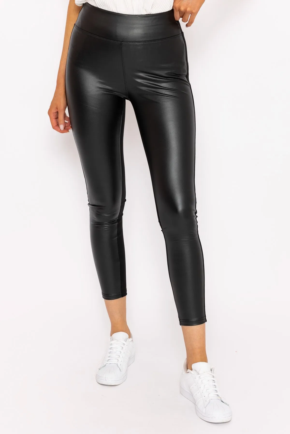 PU Ponte Leggings in Black