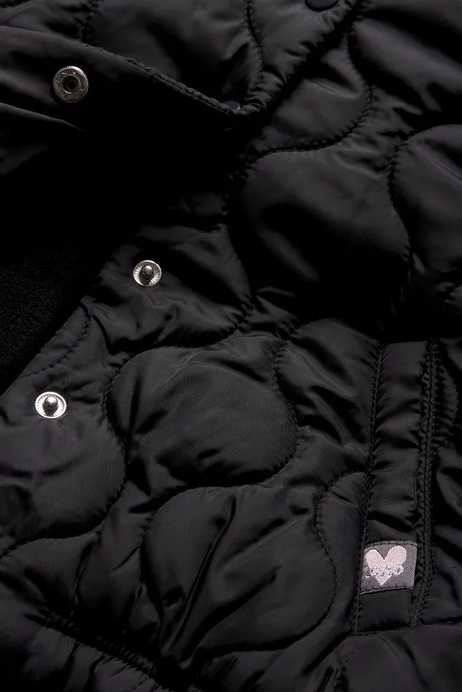 Quilted Hooded Jacket Black