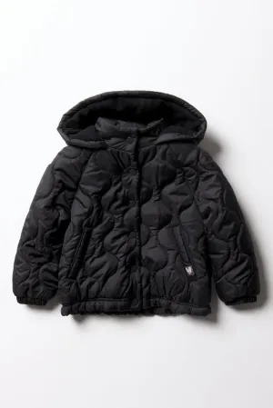 Quilted Hooded Jacket Black