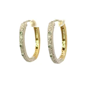 Reversible 18k Yellow and White Gold Tsavorite Garnet llyn Hoops