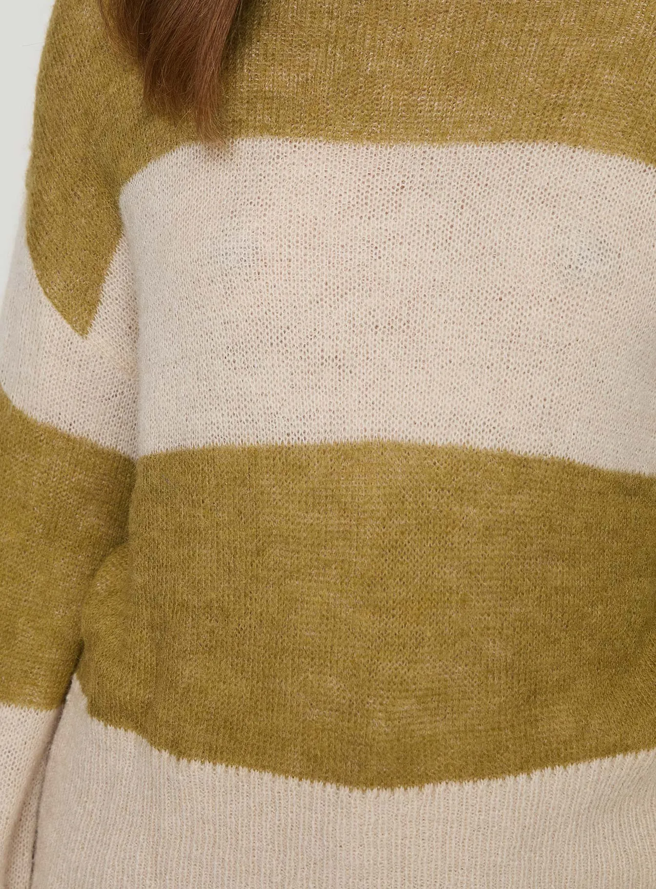 Sayuri Mock Neck Stripe Sweater Green/cream