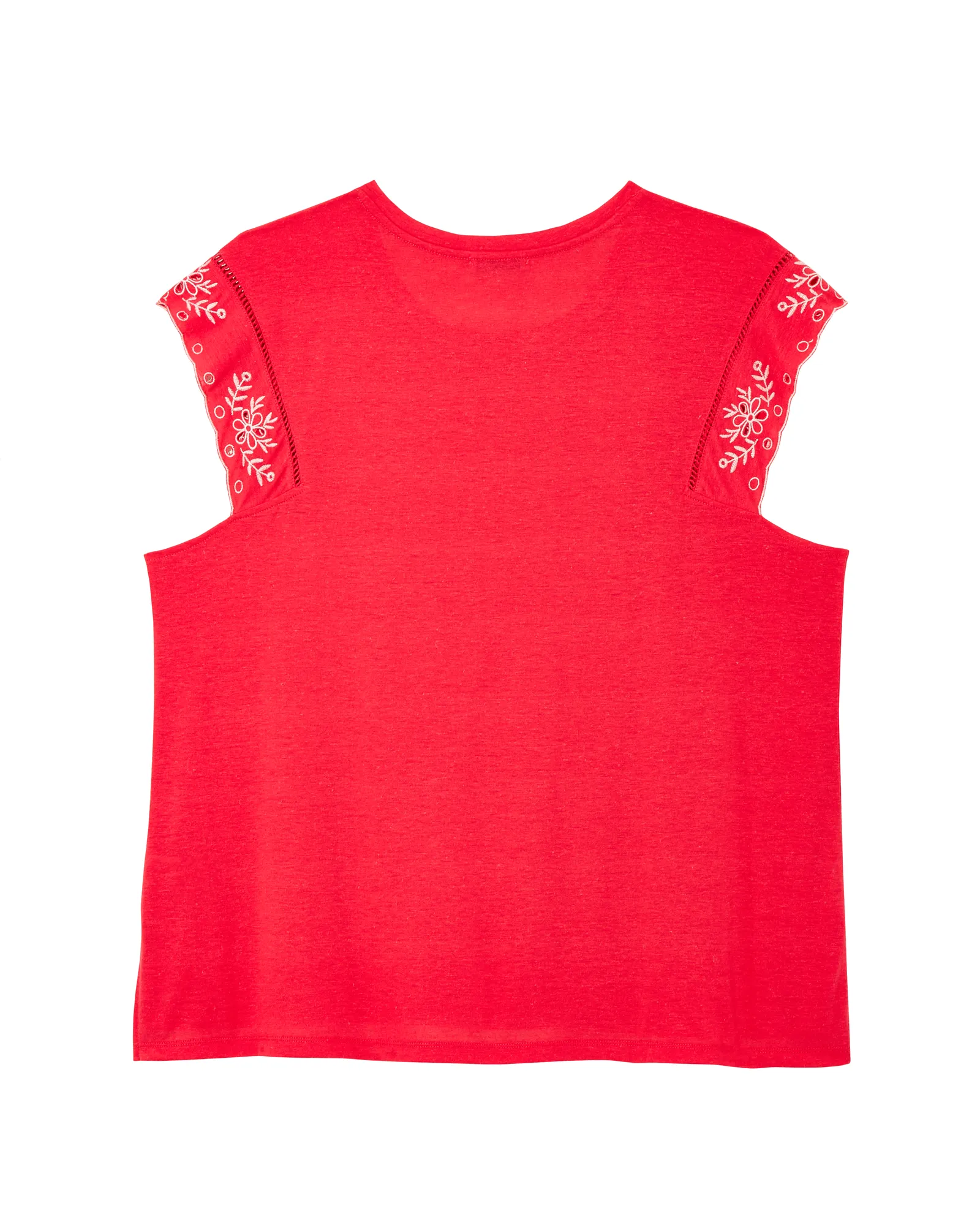 Sharon Embroidered Cap Sleeve Top | Coral