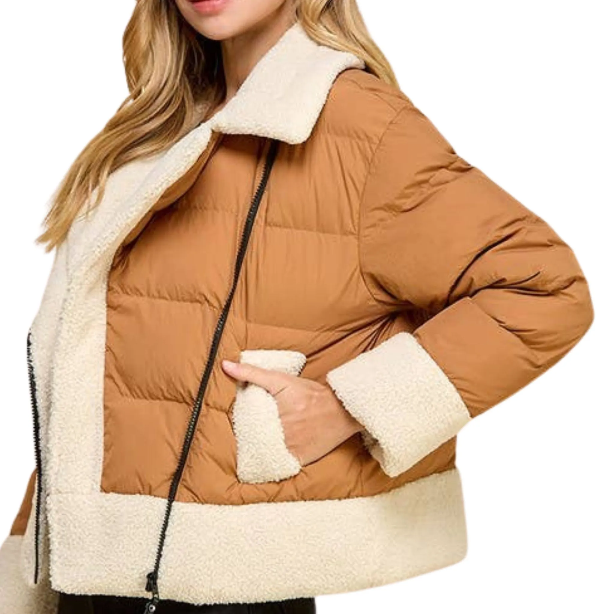 Sherpa Trim Padded Puffer Jacket