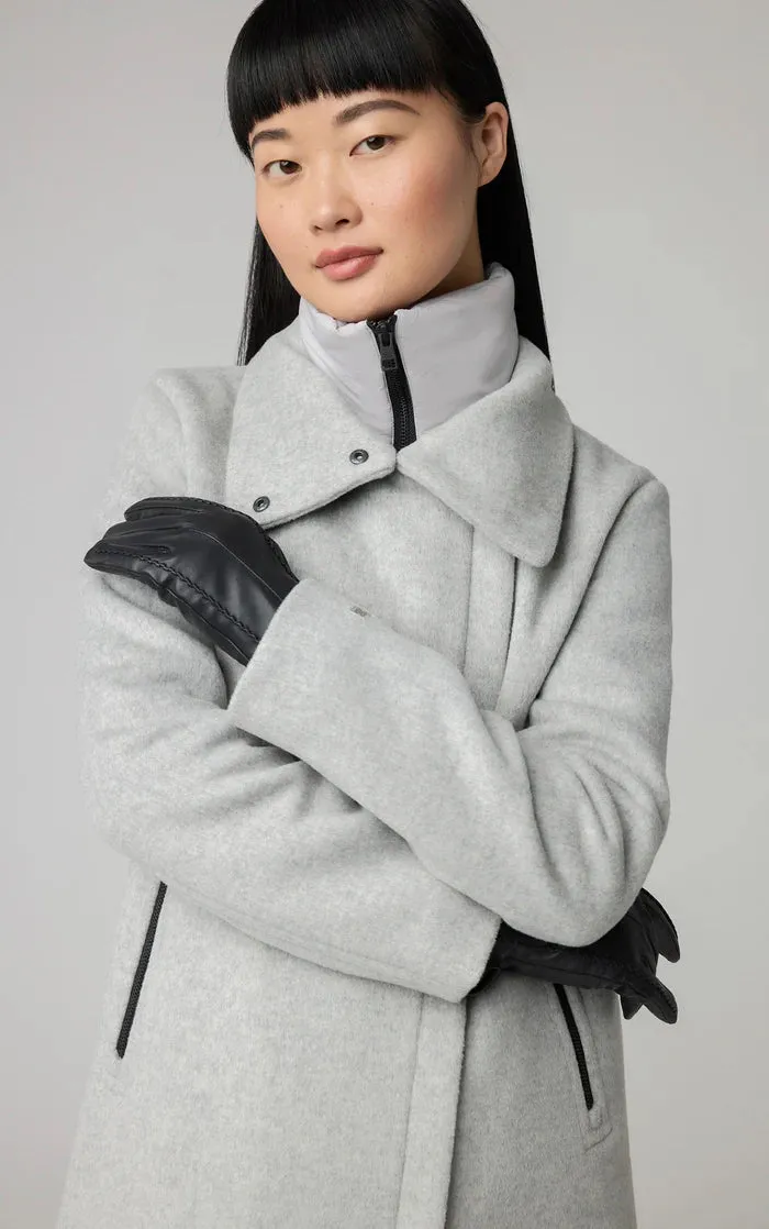 SOIA&KYO ABBI - Straight-Fit Mixed Media Wool Coat With Removable Bib