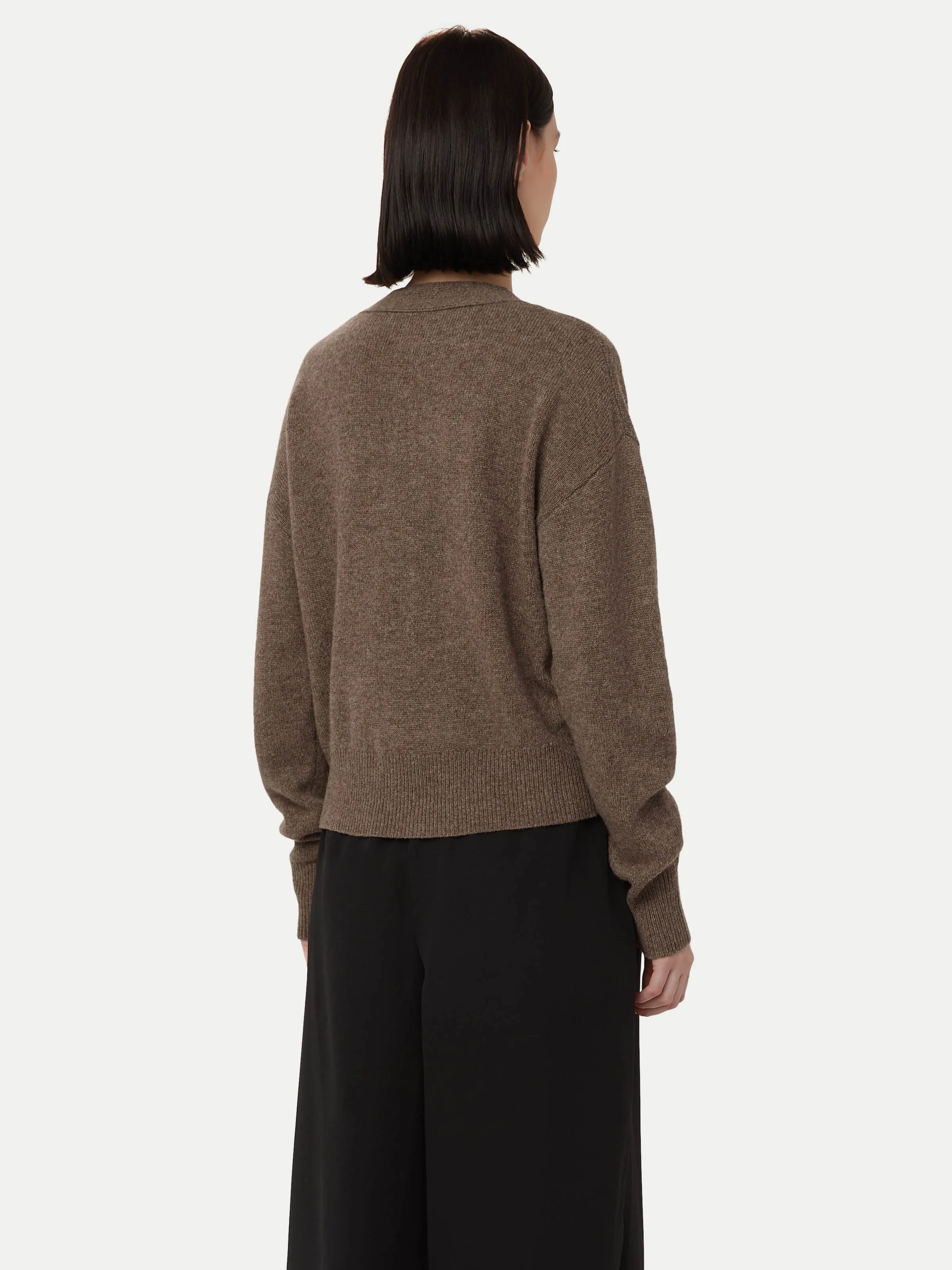 The Yak Wool Cardigan in Dark Taupe