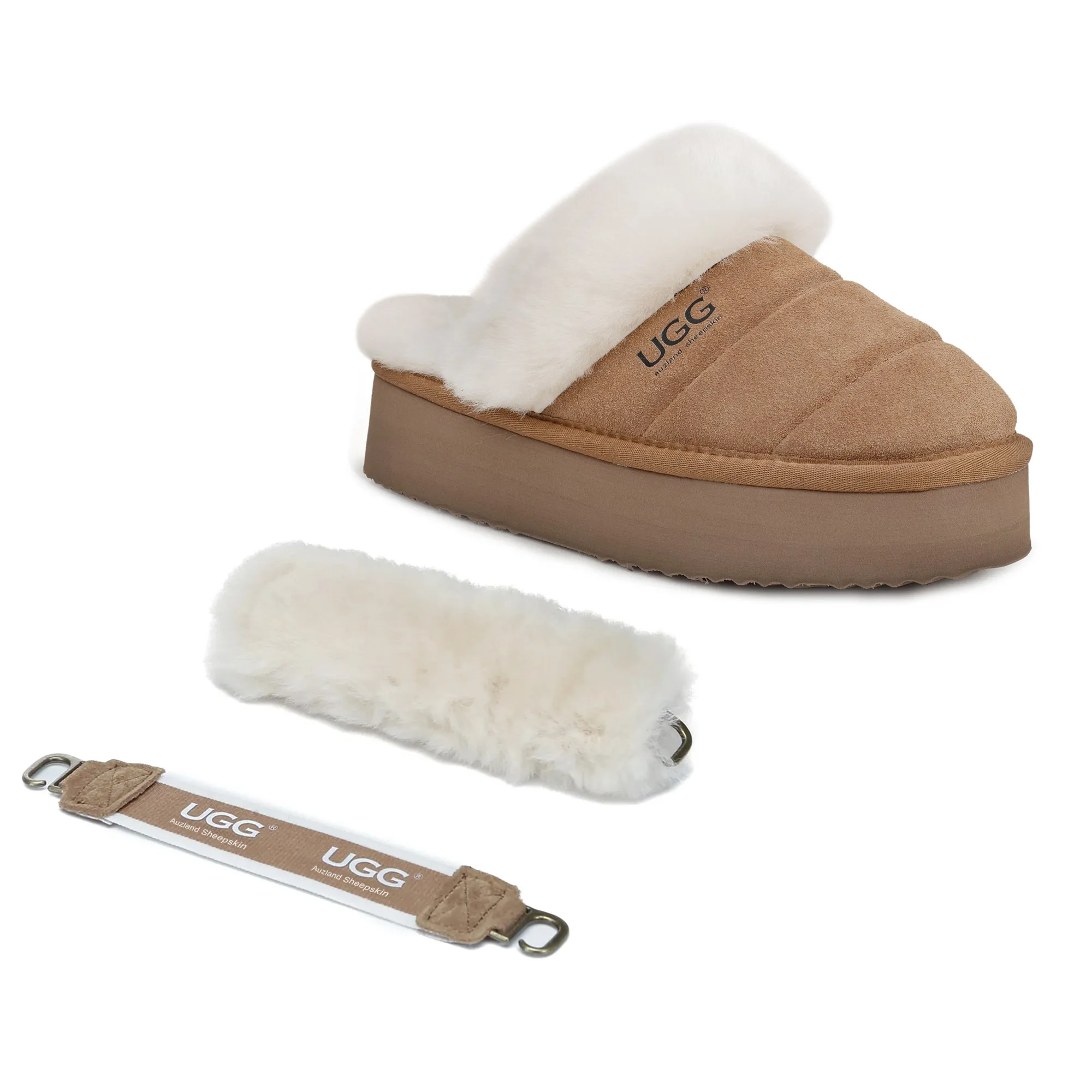 UGG Platform 3-in-1 Puffer Straps Scuff Slippers