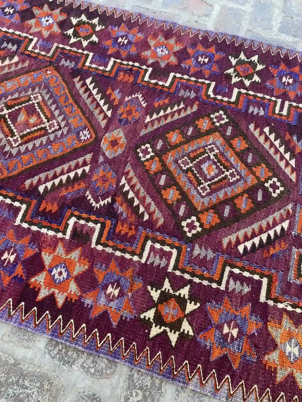 Vibrant 4'6 x 9'4 Afghan Kilim Rug - Bold Tribal Patterns