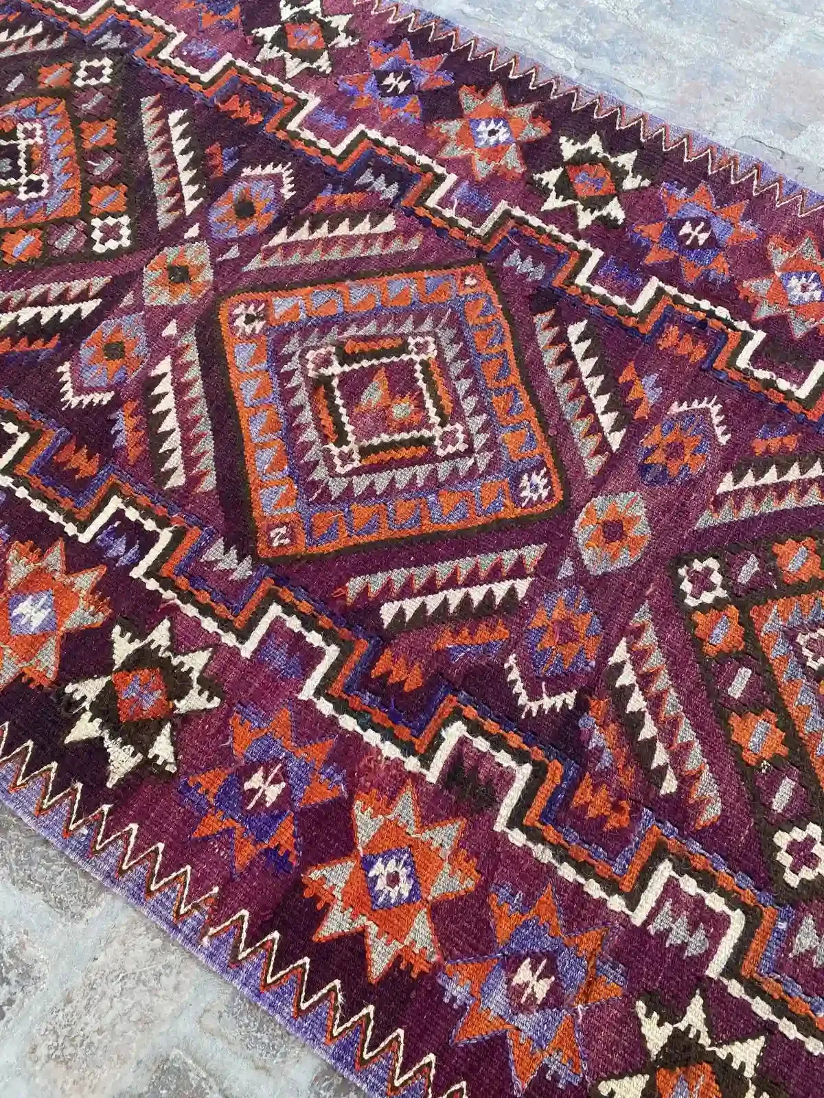 Vibrant 4'6 x 9'4 Afghan Kilim Rug - Bold Tribal Patterns