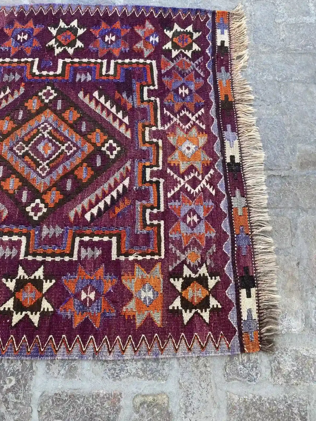 Vibrant 4'6 x 9'4 Afghan Kilim Rug - Bold Tribal Patterns