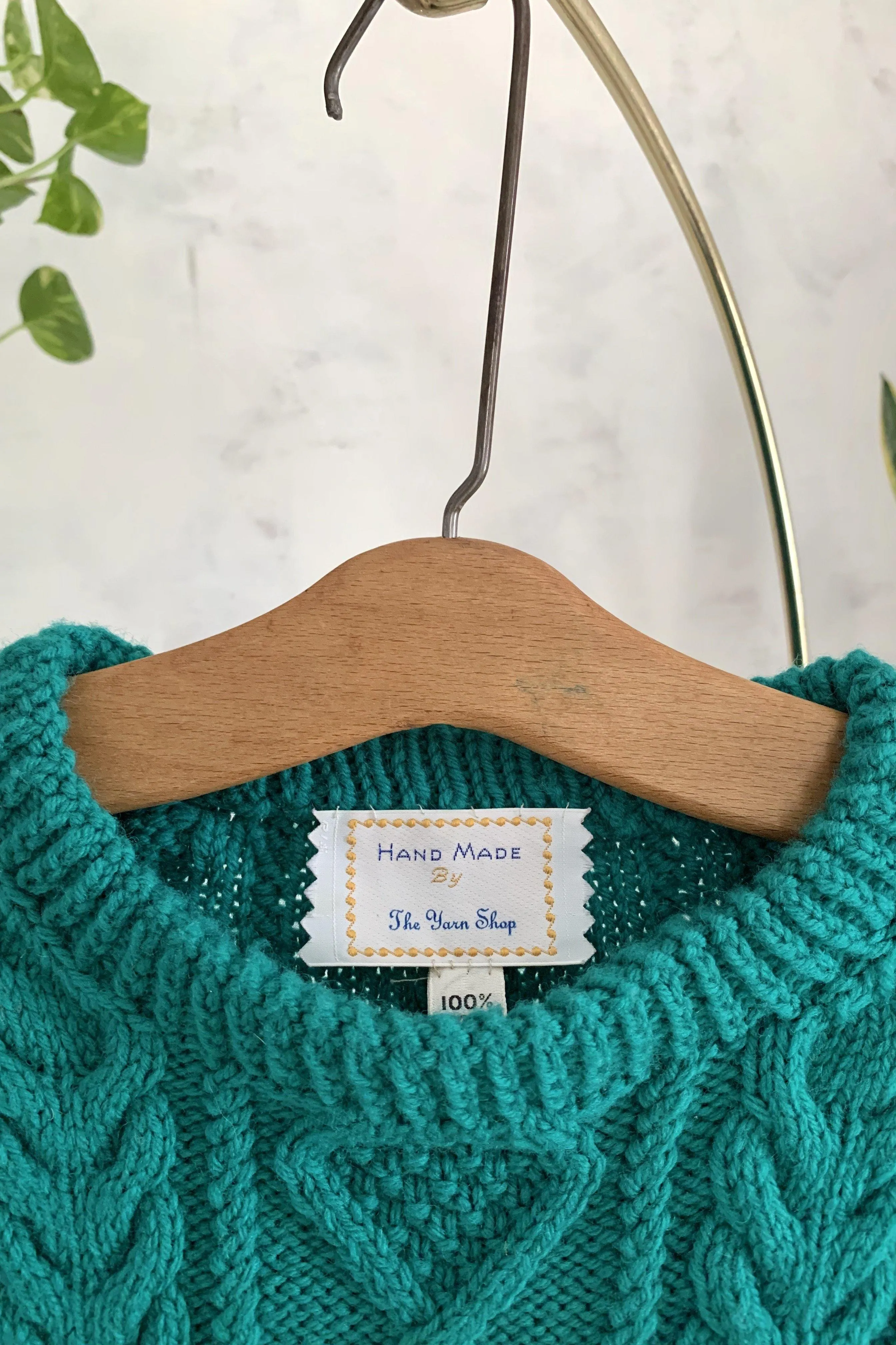 Vintage Handmade Teal Cable Knit Sweater