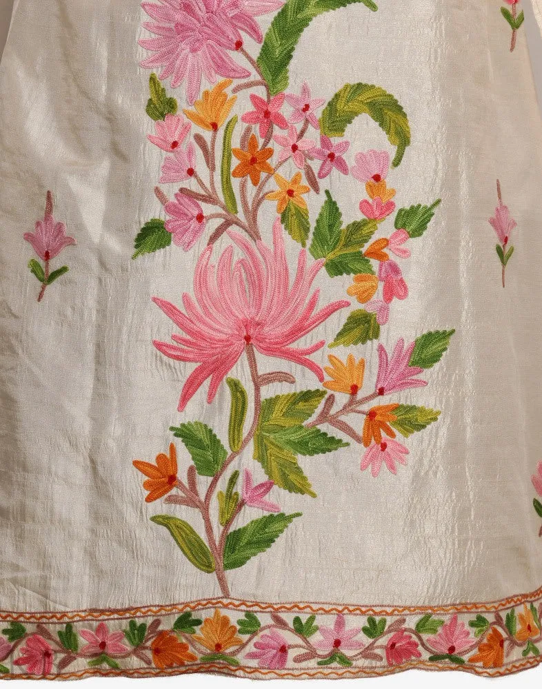 White Aari Embroidered Silk Jacket