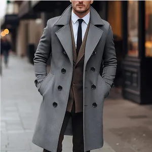 WIAOFELLAS  -  Autumn Winter Men's Woolen Coats Business Casual Fashion Double Breasted Long Woolen Trench Male England Style Wool Blends Coat