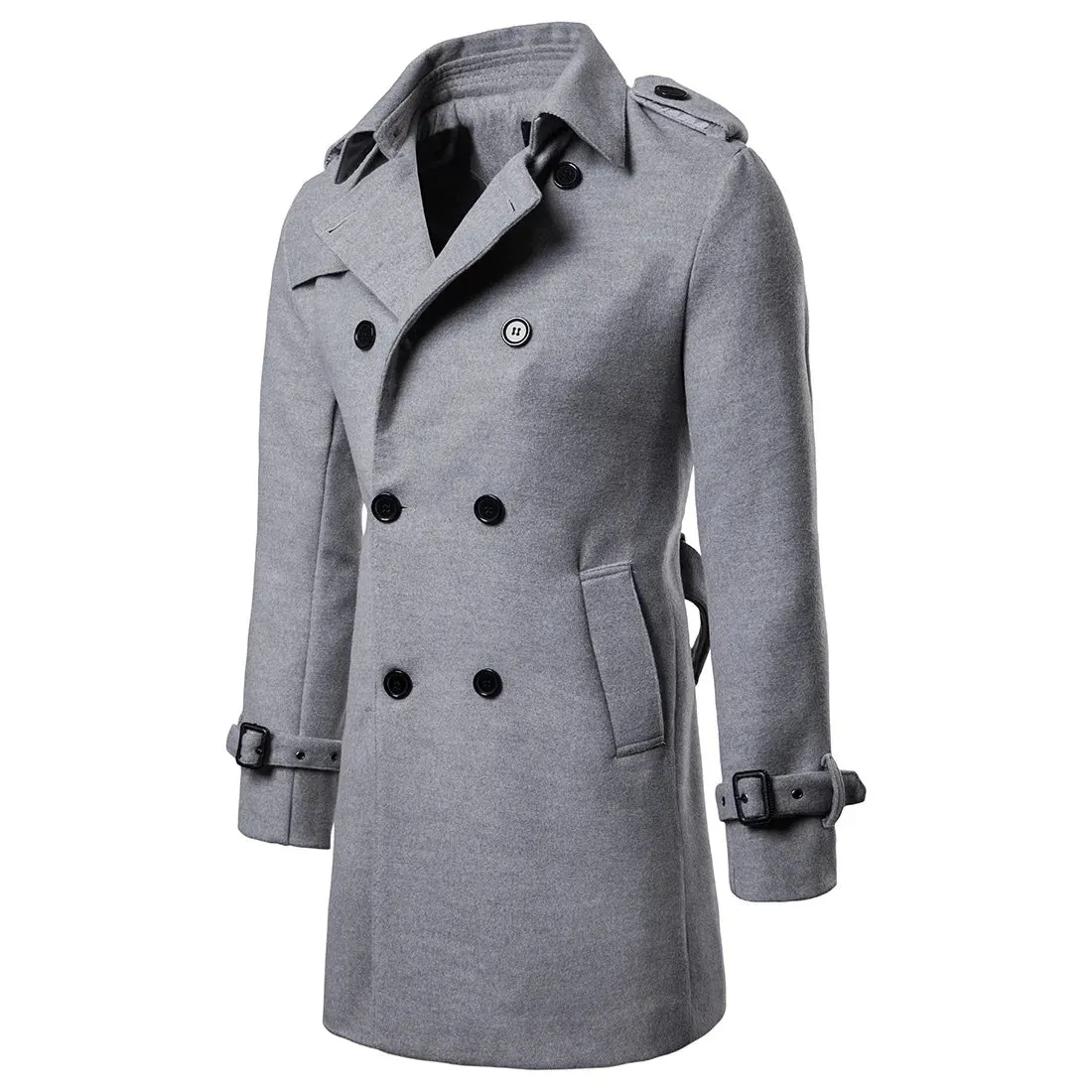 Wiaofellas  -  Mens Overcoat Trench Coats Winter Male Pea Coat with Belt Double Breasted Men Wool & Blends Coat Jacket Brand Clothing W10