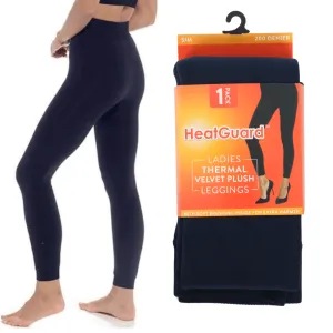 Womens HeatGuard Thermal Velvet Plush Leggings 200 Denier Tog 2.2