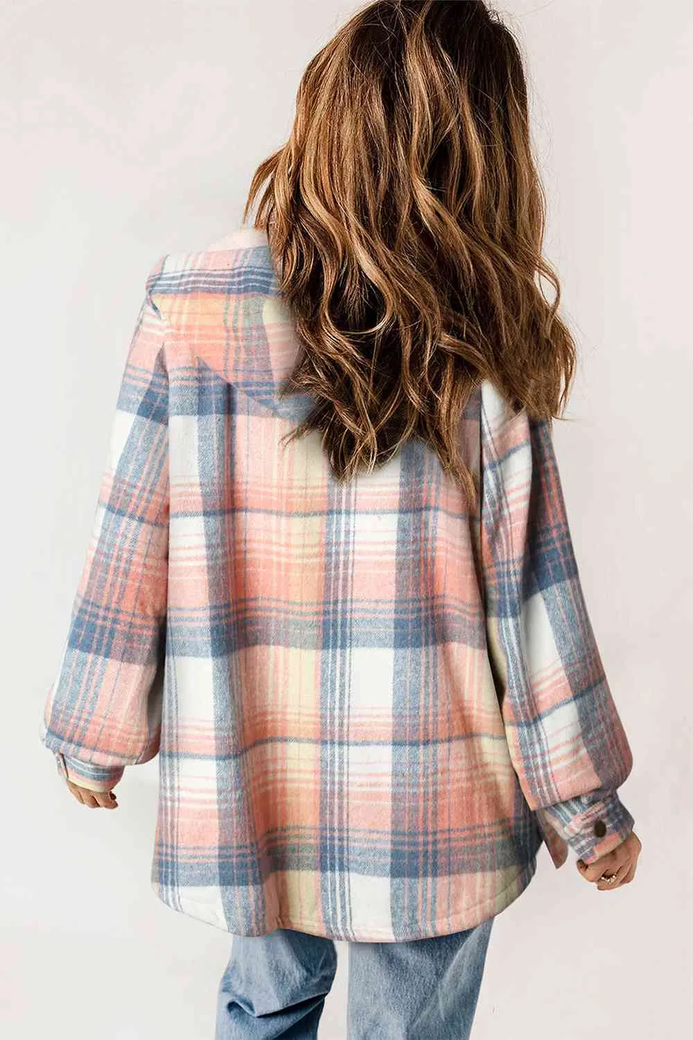 Women’s Plaid Snap Jacket Fall and Winter Fashion - Checkered Shirt Jacket