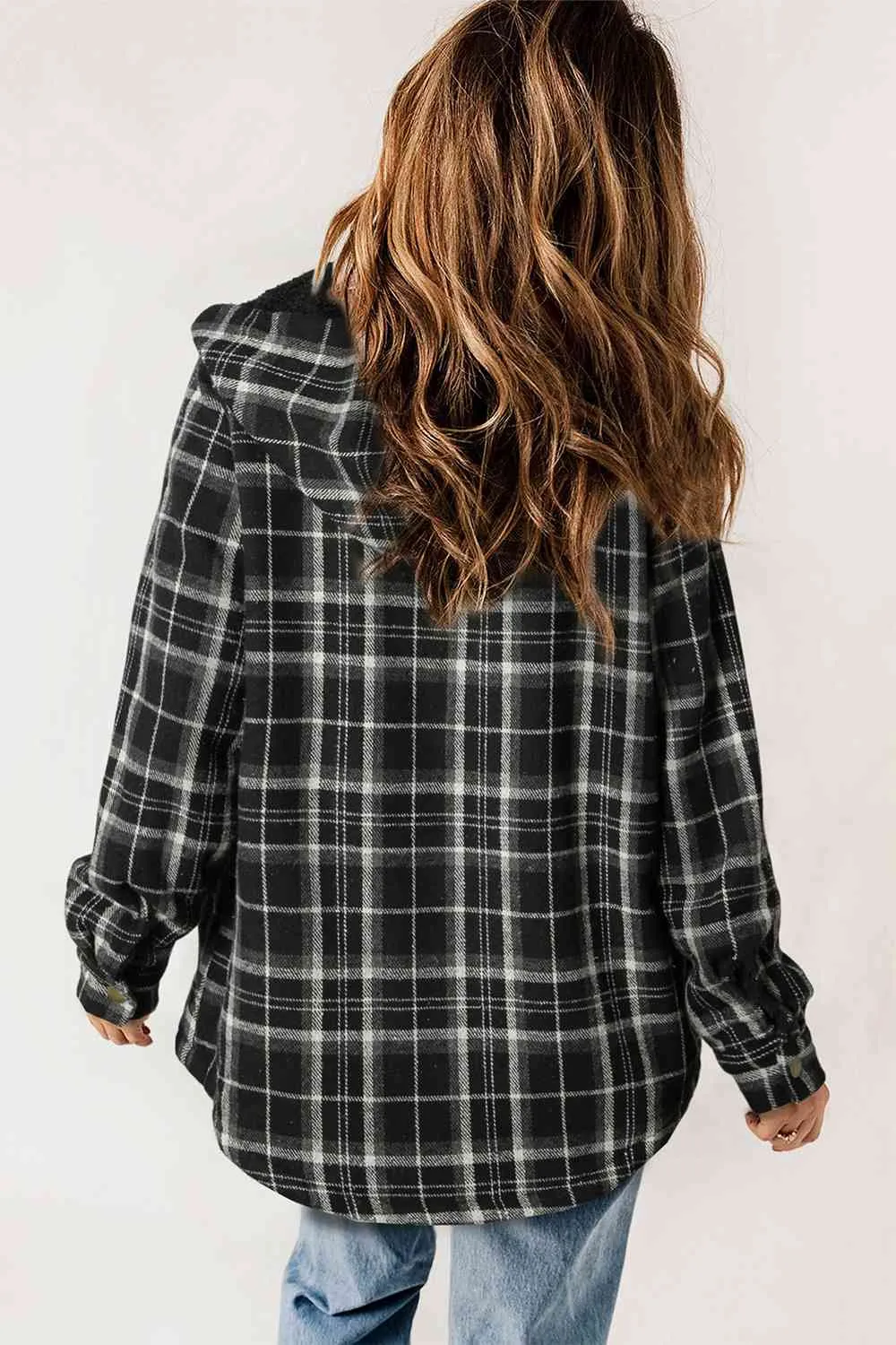 Women’s Plaid Snap Jacket Fall and Winter Fashion - Checkered Shirt Jacket