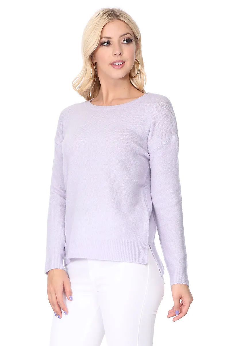 YEMAK Women's Long Sleeve Crewneck Lightweight Casual Soft Knit Pullover Sweater MK8015 (S-L)