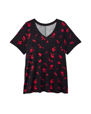 Zaria Knit Printed Top | Black / Red